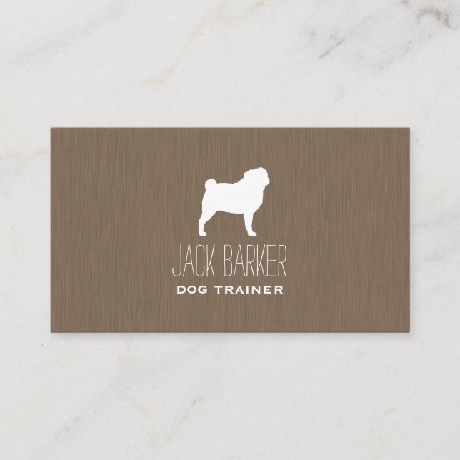 Carte De Visite Silhouette de Pug Blanc (Devant)