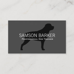 Carte De Visite Silhouette de rotation noir sur gris   Chien rosé