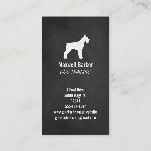 Carte De Visite Silhouette de Schnauzer géant - Style tableau noir (Devant)