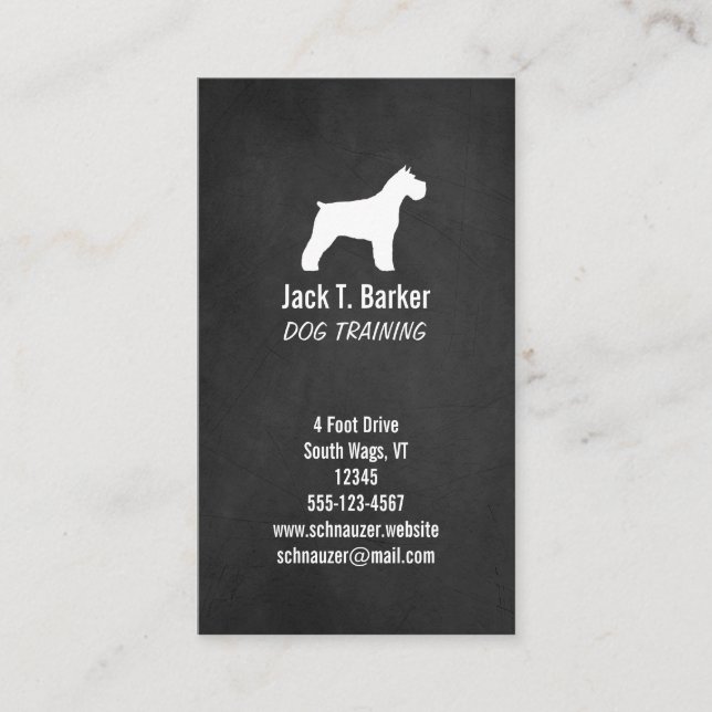 Carte De Visite Silhouette de Schnauzer - Style tableau noir (Devant)