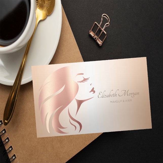 Carte De Visite Silhouette de visage de fille professionnelle mode (Créateur téléchargé)