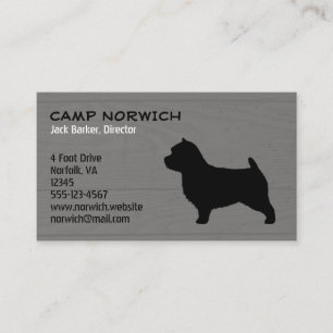 Carte De Visite Silhouette Faux Bois de Norwich Terrier