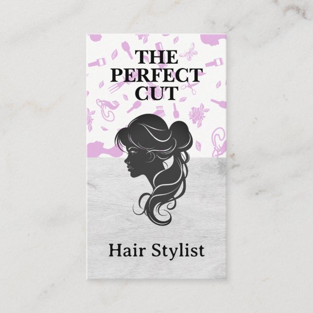 Carte De Visite Silhouette latérale Femme Cheveux (Devant)