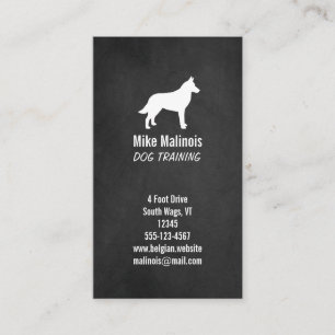 Carte De Visite Silhouette Malinois Belge - Style Chalkboard