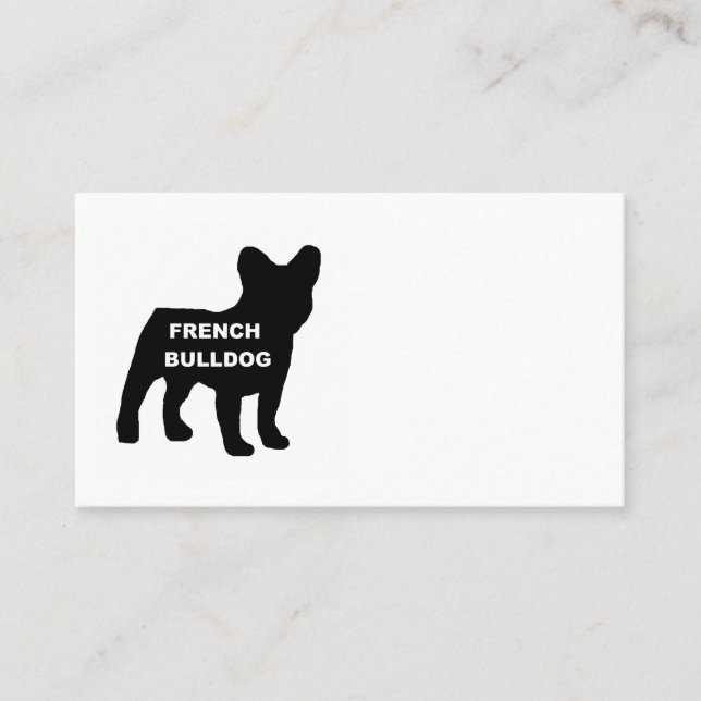 Carte De Visite silhouette nom bouledogue français (Devant)