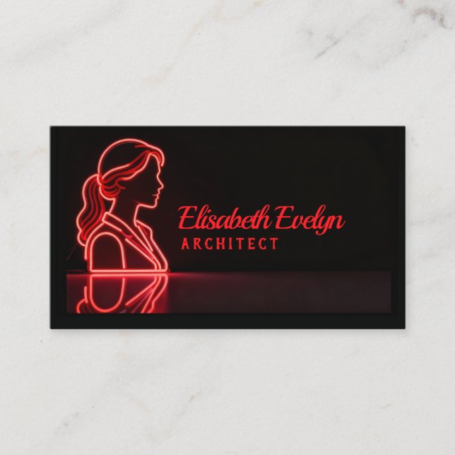 Carte De Visite Silhouette Rouge : Réflexion Professionnelle (Devant)