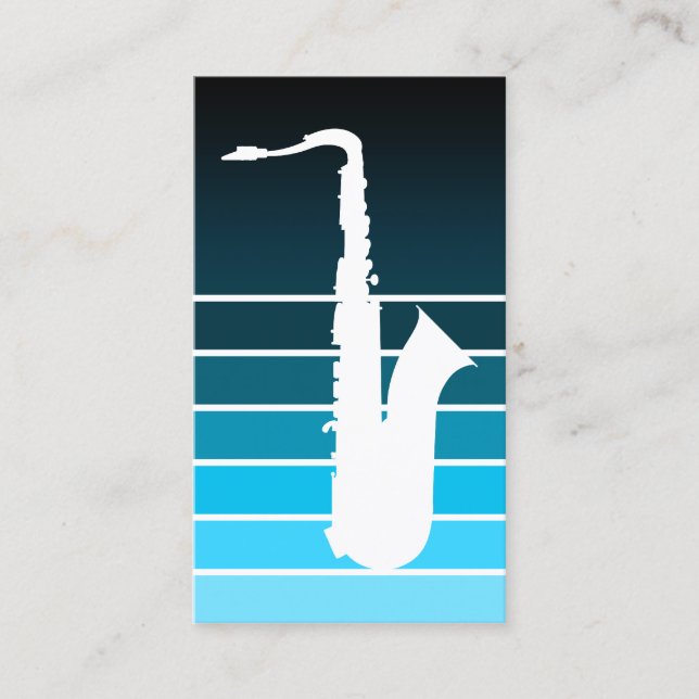 Carte De Visite silhouette saxophone : fondu bleu (Devant)