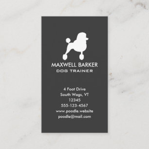 Carte De Visite Silhouette Verticale de Caniche Standard Blanc