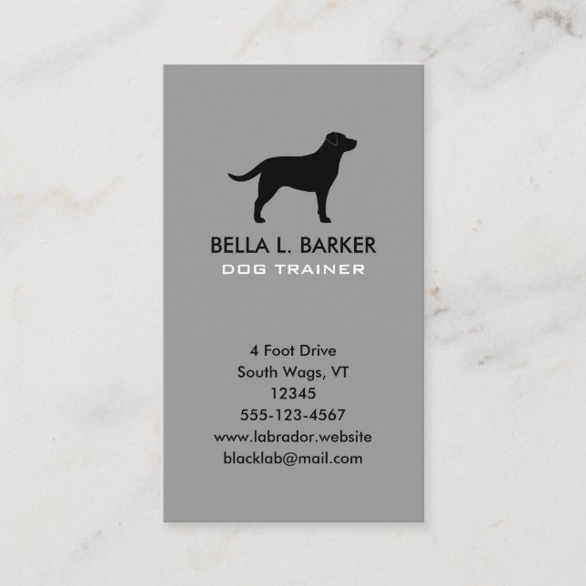 Carte De Visite Silhouette verticale de Labrador Retriever noir (Devant)