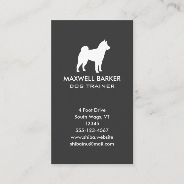 Carte De Visite Silhouette verticale de Shiba Inu (Devant)