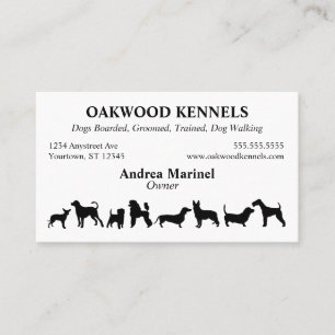 Carte De Visite Silhouettes de chiens Services aux animaux de comp