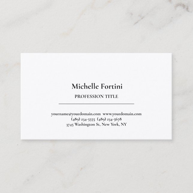 Carte De Visite Silk Premium élégant Plain Simple Blanc Minimalist (Devant)