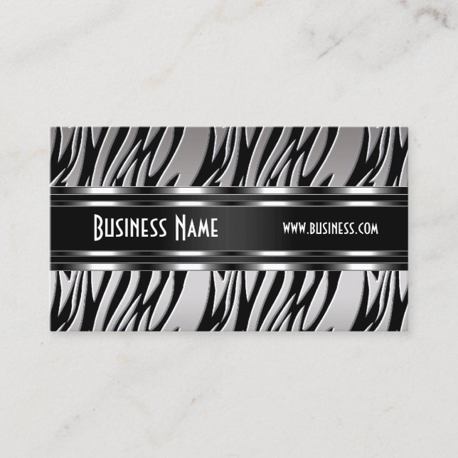 Carte de visite Silver Black White Zebra (Devant)