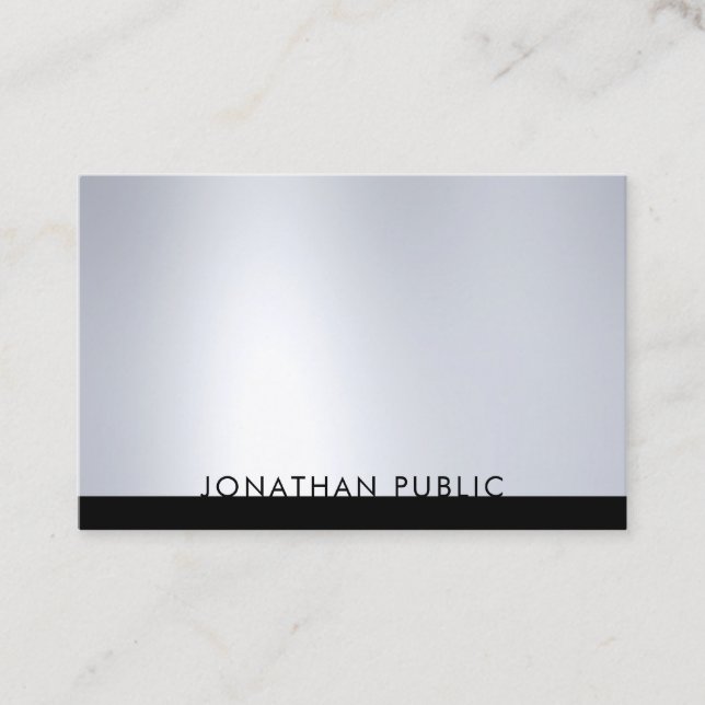 Carte De Visite Silver Elegant Professionnel Moderne Modèle tendan (Devant)
