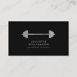 Carte De Visite Silver Grey & Black Personal Trainer Médias sociau
