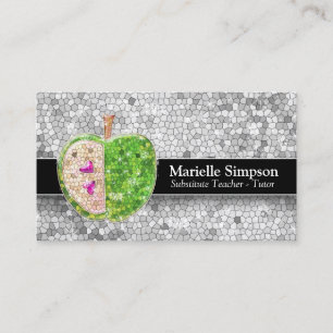 Carte De Visite Silver Grey Parties scintillant Pomme Substitut En