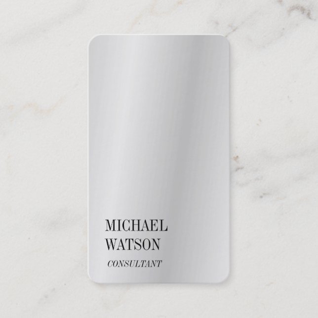 Carte De Visite Silver Grey Simple Plain Professionnel tendance (Devant)
