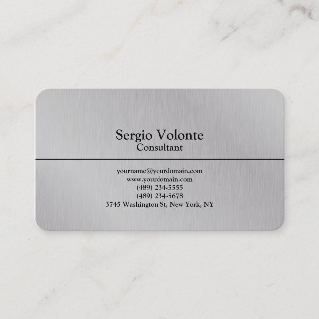 Carte De Visite Silver Grey tendance Plain élégant Simple (Devant)