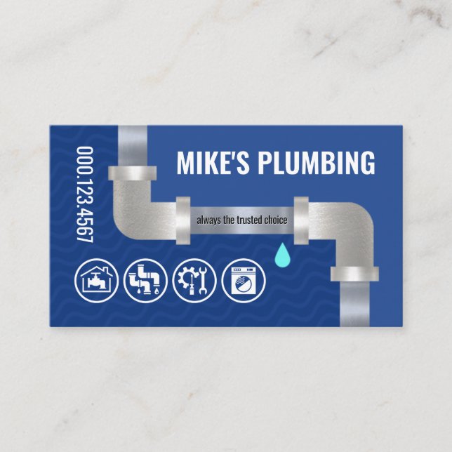 Carte De Visite Silver Leaking Water Pipe Plumbing (Devant)