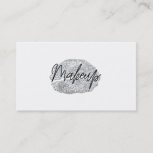 Carte De Visite Silver Lips Kiss Maquillage Beauté Glam Chic Blanc