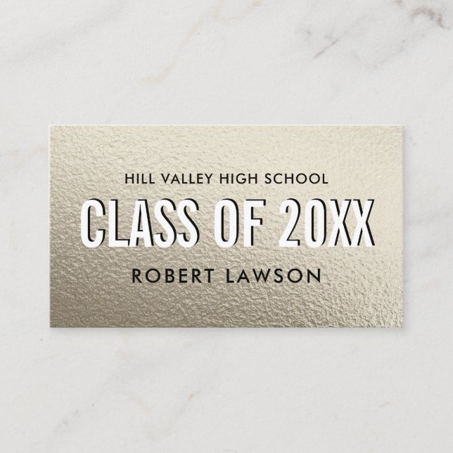 Carte De Visite Silver Metallic Class Graduation Nom Icône sociale (Devant)