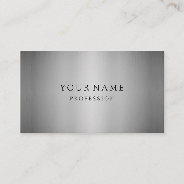 Carte De Visite Silver moderne Silver Minimal Silk Metallic Blanc (Devant)