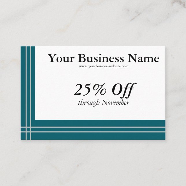 Carte De Visite Silver Stripes on Teal Borders Generic Discount (Devant)