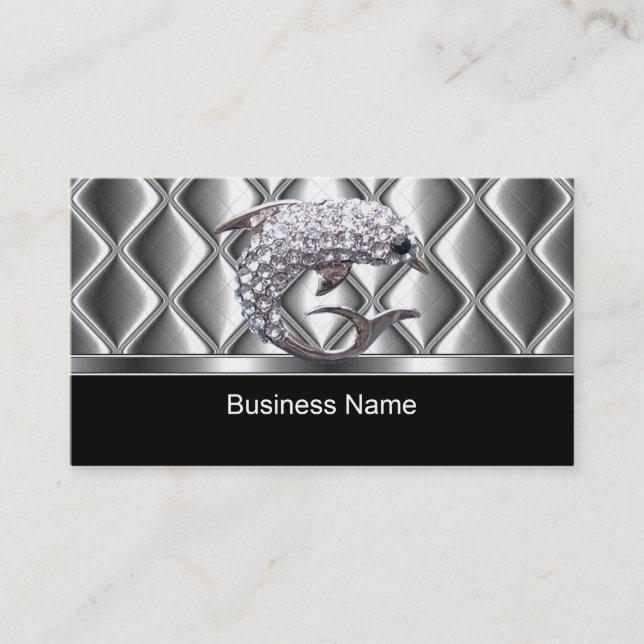 Carte de visite Silver Tile Trim Diamond Dolphin (Devant)