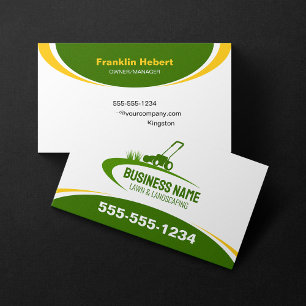 Carte De Visite Simple Aménagement Paysager de Pelouse Vert Jaune