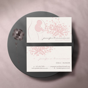 Carte De Visite Simple Beige Doula Birth Coach Pregnant
