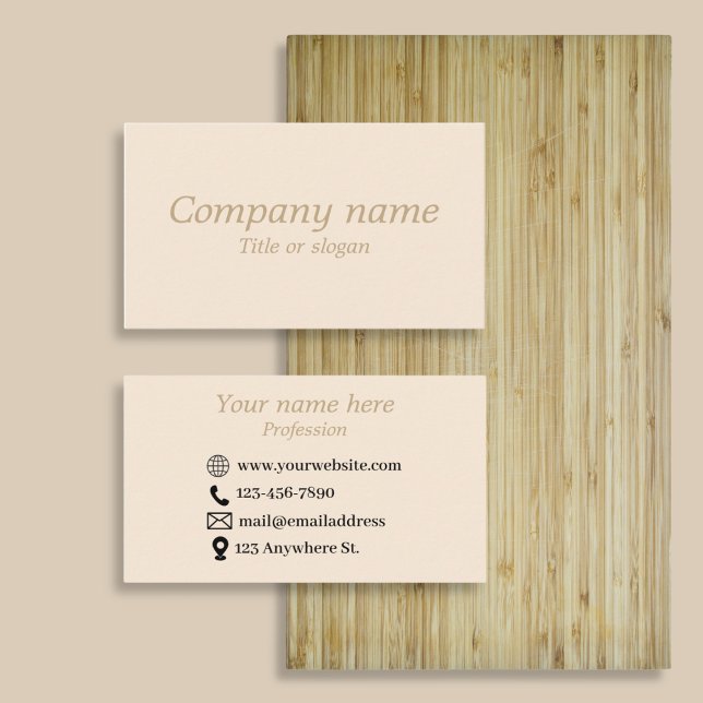 Carte de visite simple beige minimaliste (Créateur téléchargé)