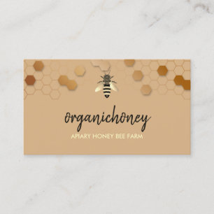 Carte De Visite Simple Beige Pure Honey Bee Apiary Honeypeb