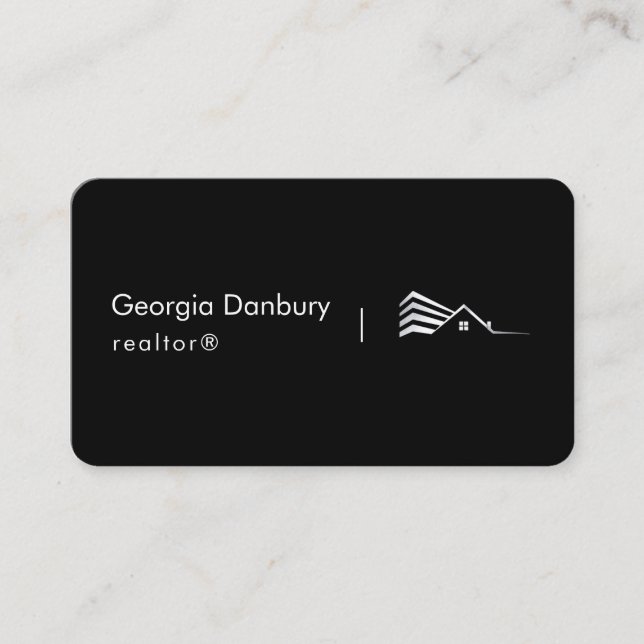 Carte De Visite Simple Black and White Luxury Realtor  (Devant)