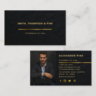 Carte De Visite Simple Black Gold Line Professionnel Photo