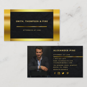 Carte De Visite Simple Black Gold Professional Photo Law