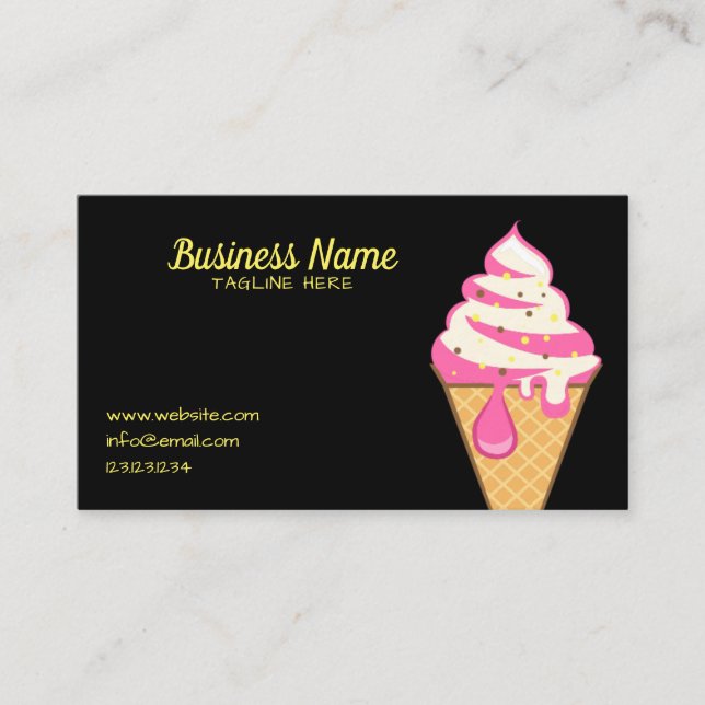 Carte De Visite Simple Black Sprinkings Ice Cream Cone Frosting (Devant)