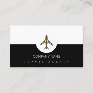 Carte De Visite Simple Black White Travel Agency + Avion
