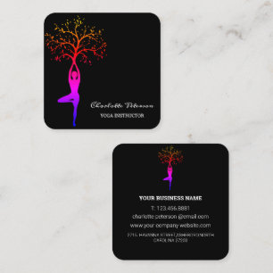 Carte de visite simple Black Yoga Instructeur