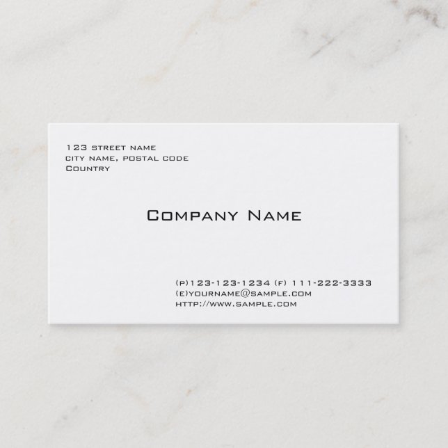 Carte De Visite simple, blanc (Devant)