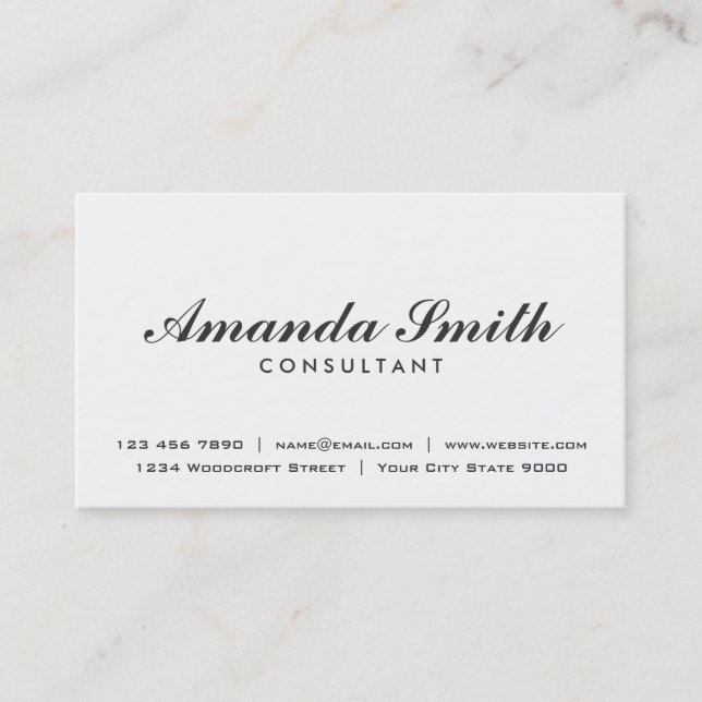 Carte De Visite Simple blanc moderne simple professionnel élégant (Devant)