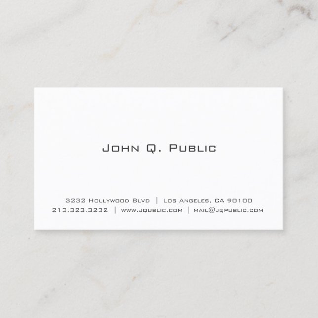 Carte De Visite Simple Blanc simple professionnel (Devant)