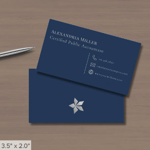 Carte de visite simple bleu marine et grise