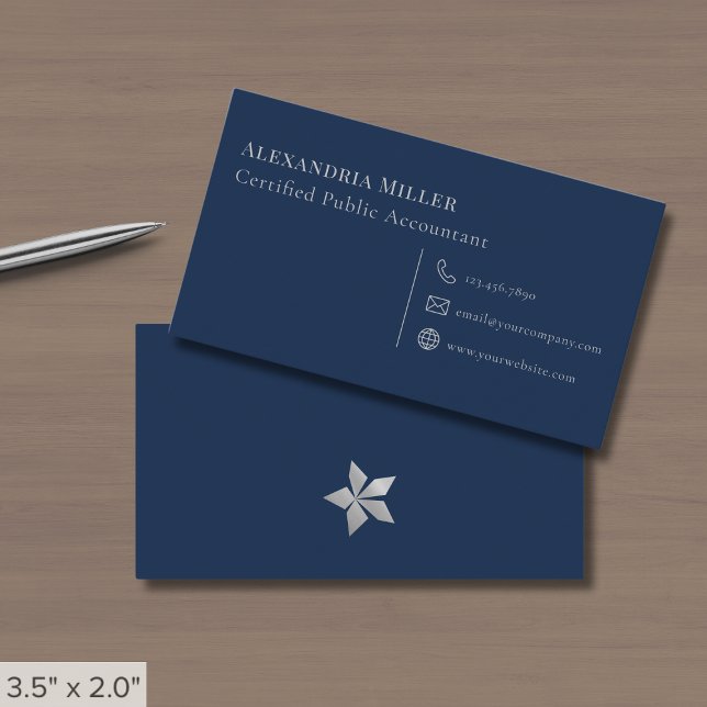Carte de visite simple bleu marine et grise (Créateur téléchargé)