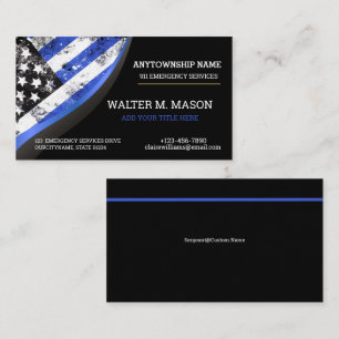 Carte De Visite Simple Blue Line Police US FLAG