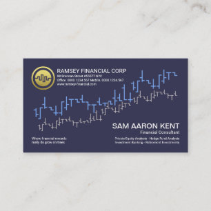 Carte De Visite Simple Blue Stock Exchange Graph Wave Financial