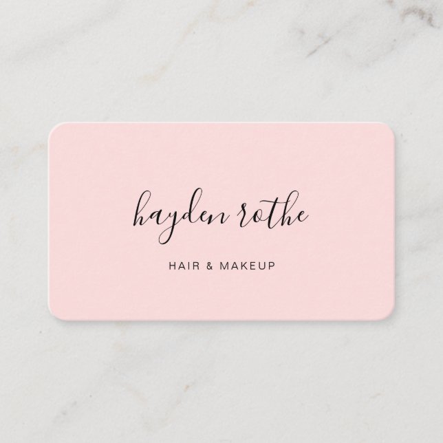 Carte De Visite Simple Blush Pink Signature Script Beauté (Devant)