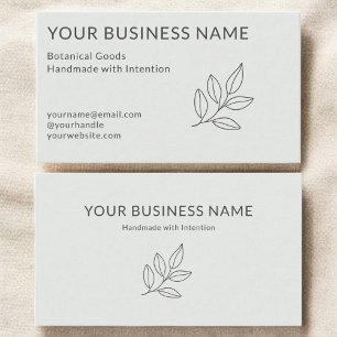 Carte De Visite Simple Botanique Vert Sauge Minimaliste Petit