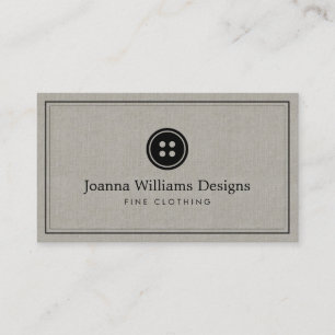 Carte De Visite Simple Bouton Logo Seamstress, Tailor Linen