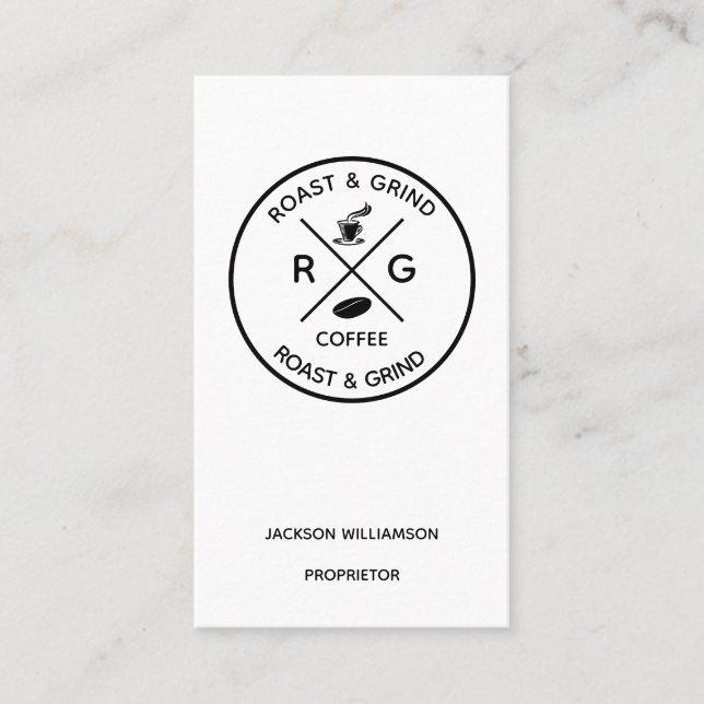 Carte De Visite Simple Café Grain et tasse  Logo | Café Artisan (Devant)