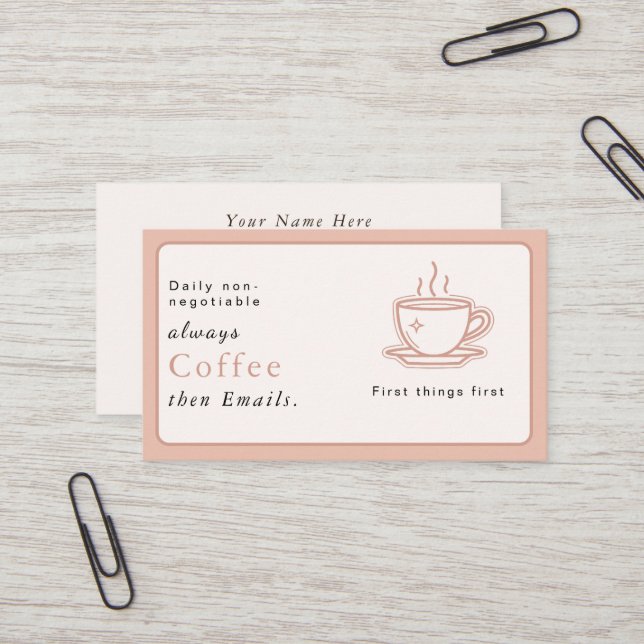 Carte de visite simple | café Pastel Aesthetic (Devant/Arrière en situation)